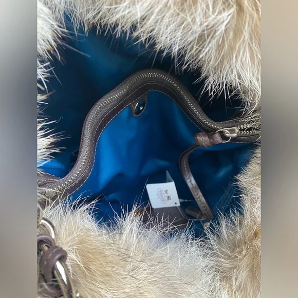 Coach XL Hampton Ski Coyote Fur Quilted Hobo Bag - Picture 15 of 16